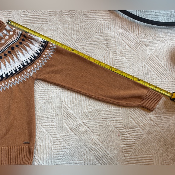 The Normal Brand Fair Isle Cotton Turtleneck Sweater Camel Brown Tan Patterned M - Picture 9 of 11